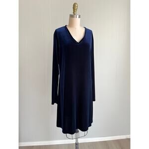Vintage 90s Y2K Blue Velvet Long Sleeved Dress Medium Stretchy Fairy Whimsigoth